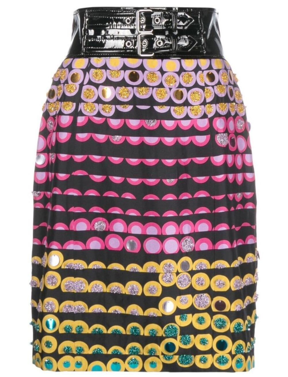 MOSCHINO Couture Glitter Sequin Polka Dot Skirt Silk US 4 NEW with tags
